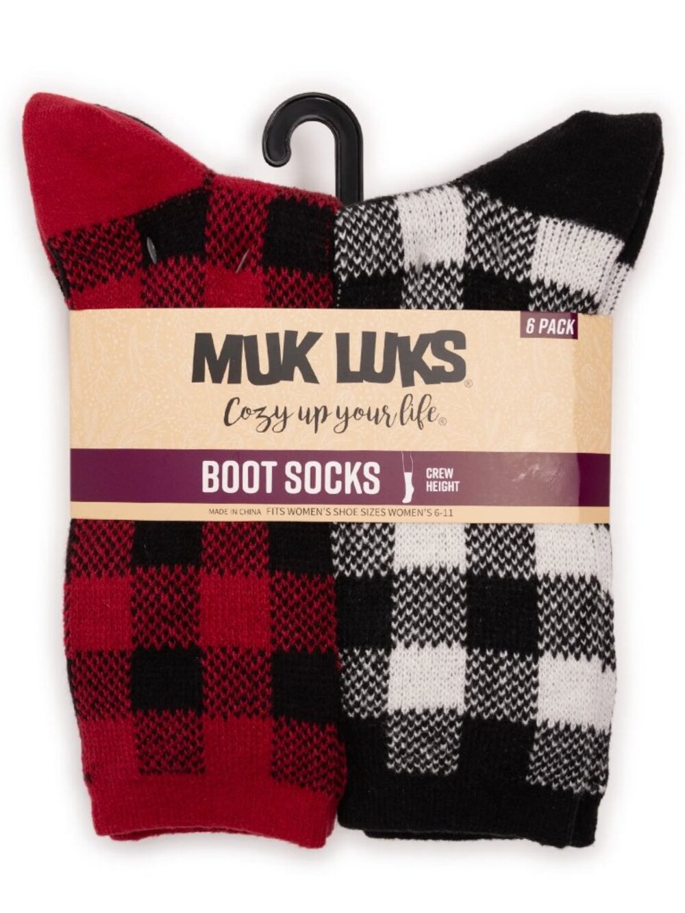 MUK LUKS Women's Fluffy Dream Crew Boot Socks, 6-Pack - New